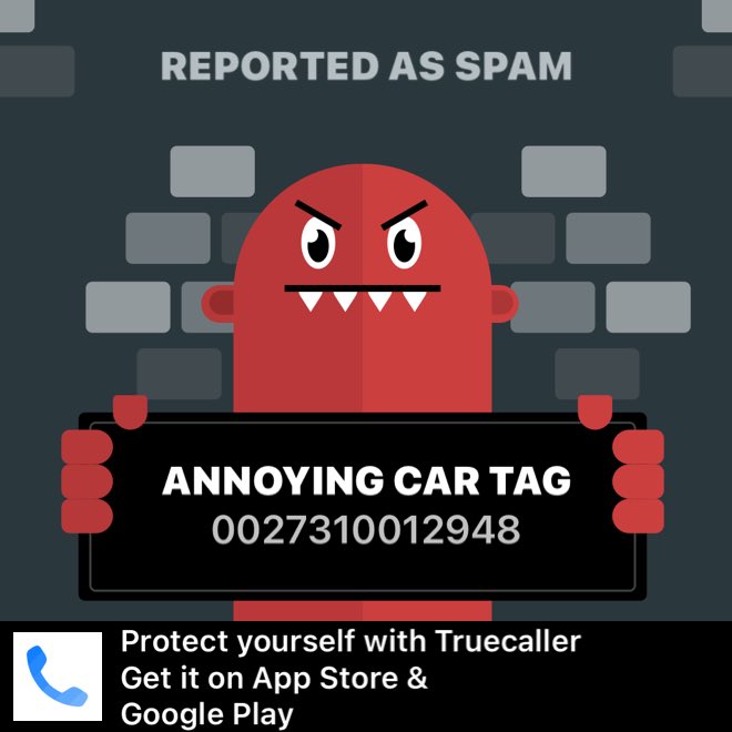 27luxlux's tweet photo. Truecaller saved me from this spammer! Get protected now: https://t.co/7DiMjHlJMl #SpamShame https://t.co/GiUwu6ZL2p