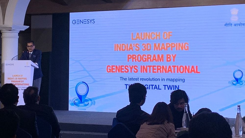 Genesysmaps's tweet photo. @amitabhk87, CEO, @NITIAayog, today at the launch event highlighted how the new #geospatialpolicy focuses on #innovation and in harnessing the capability and content of companies like @Genesys who have done pioneering work. 

#3DIndiaGenesys https://t.co/LCQJgjoXUU
