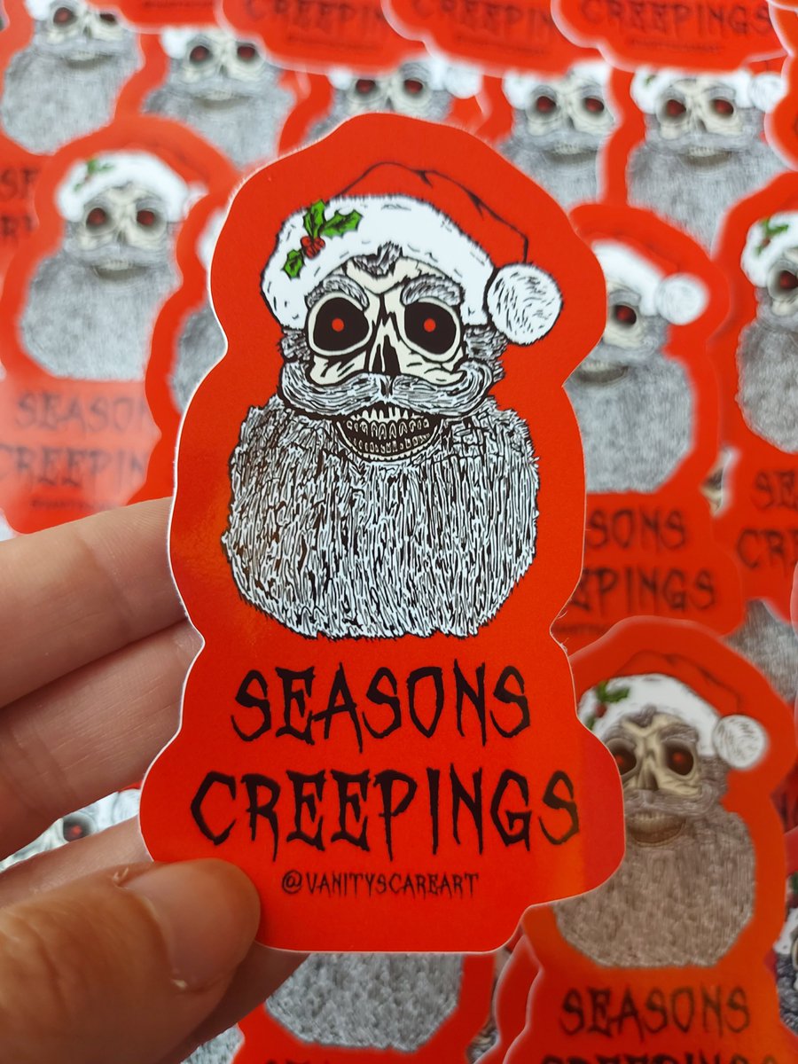 Happy 1st December! Spooky Christmas cards and stickers 20% off until tomorrow at midnight at vanityscareart.com or etsy.com/uk/shop/Vanity…