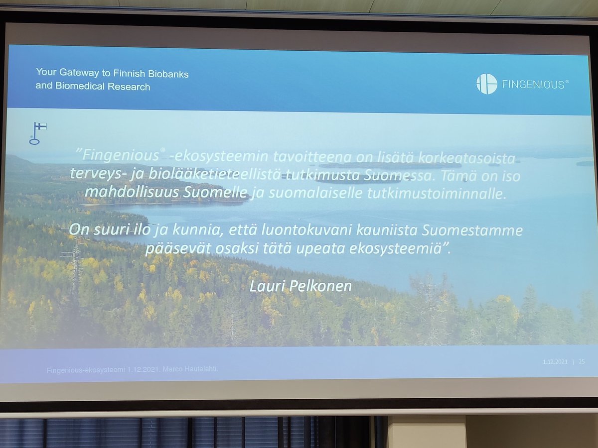 Kiitos <a href="/pelkonenlauri/">Lauri Pelkonen</a> erinomaisesta kuvasta ja osallistumisesta <a href="/Fingenious_FI/">Fingenious</a>:n mahtavan, kansainvälisesti kilpailukykyisen ekosysteemin brandin loistavaan ulkoasuun. Upeaa ja vaikuttavaa! Tälle on hyvä rakentaa <a href="/HautalahtiMarco/">Marco Hautalahti</a> #finbb #rwd #rwe <a href="/THLBiopankki/">THL Biopankki</a> ja muut! 👍