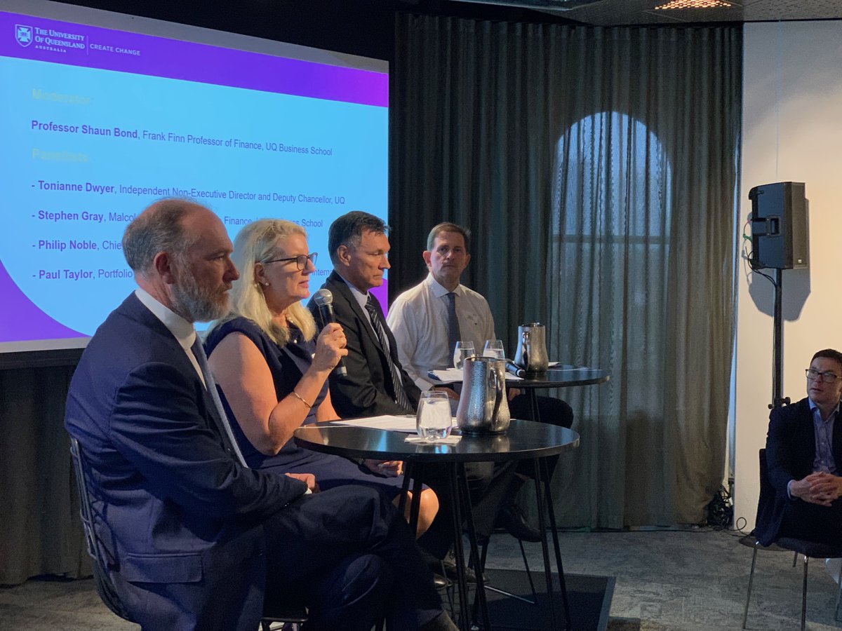 ShaunBond's tweet photo. Thank you to Tonianne Dwyer, Paul Taylor, Stephen Gray, and Philip Noble for speaking at the first @UQ_Business Finance Roundtable. Incredibly valuable insights into current market outlook and the challenges faced by businesses dealing with the pandemic.  #UQAlumni @UQ_News https://t.co/UxjM0zVWQd