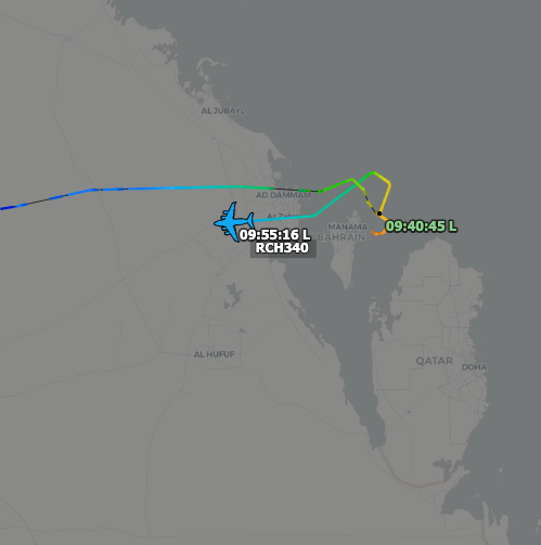 TheSnoopySnoop's tweet photo. #RCH340 #C17A #Globemaster
#AE2FAA 08-8198 #USAF
Departed #Bahrain heading to #Djibouti
Arrived from #Sigonella to Bahrain today.
Previous legs were #Charleston ๐ #Norfolk ๐ #Rota ๐ #Sigonella
#haveglass #planespotting #avgeek #milair https://t.co/Dmv8QZ7smx