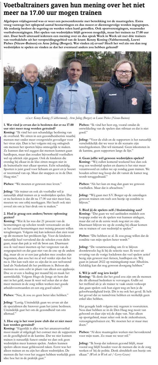 SVBorger0599's tweet photo. 🟢⚪️ I N D E M E D I A 🗞
Deze week spreken trainer @AJoling en aanvoerder @Wiljanos zich in de @WeekinWeekuit uit over de huidige Corona-maatregelen. Verder het verslag van de wedstrijd tegen DKB.
#BorgerLeeft💚 https://t.co/eRroZr82AL