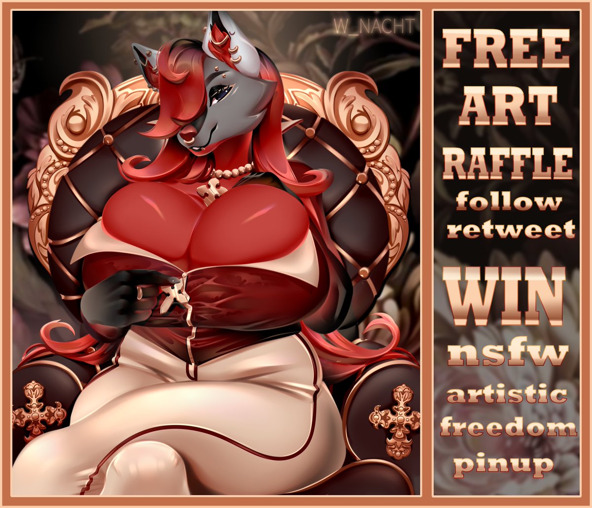 December is finally here❄️☕️❄️
And since New Year is my favorite holiday I've decided to make a FREE ART RAFFLE!

Rules are simple:
👑follow
👑retweet
👑comment with your reference sheet

Only Anthro/Furry Characters

   ~Ends December 15~
~Finished pic on Dec 25~