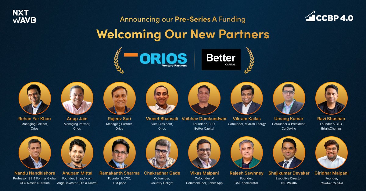 Welcome onboard <a href="/OriosVP/">Orios</a> <a href="/better_capital/">Better</a> <a href="/rehanyarkhan/">Rehan Yar Khan</a> @AnupOrios <a href="/rajeevsuri/">Rajeev Suri</a> <a href="/vinit/">Vinit</a> <a href="/vaibhavbetter/">Vaibhav Domkundwar</a> <a href="/itsumang/">Umang Kumar</a> @vikramkailas <a href="/AnupamMittal/">Anupam Mittal</a> <a href="/chakrigade/">Chakradhar Gade</a> <a href="/ravibhu/">Ravi Bhushan</a> <a href="/vikasmalpani/">Vikas MalpAnI🇮🇳</a> @malpanigiri <a href="/rajeshsawhney/">Rajesh Sawhney 🇮🇳</a> <a href="/NanduNandkishr/">Nandu Nandkishore</a> Ramakanth Sharma, Shajikumar Devakar and Saharsh Sharma