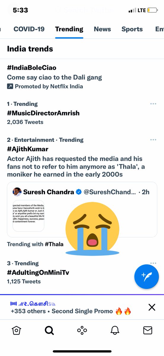 ThalaSailesh07's tweet photo. 💔💔🥺🥺🥺
#Valimai | #Ajithkumar| #OneAndOnlyAK https://t.co/7sxGHnDICq
