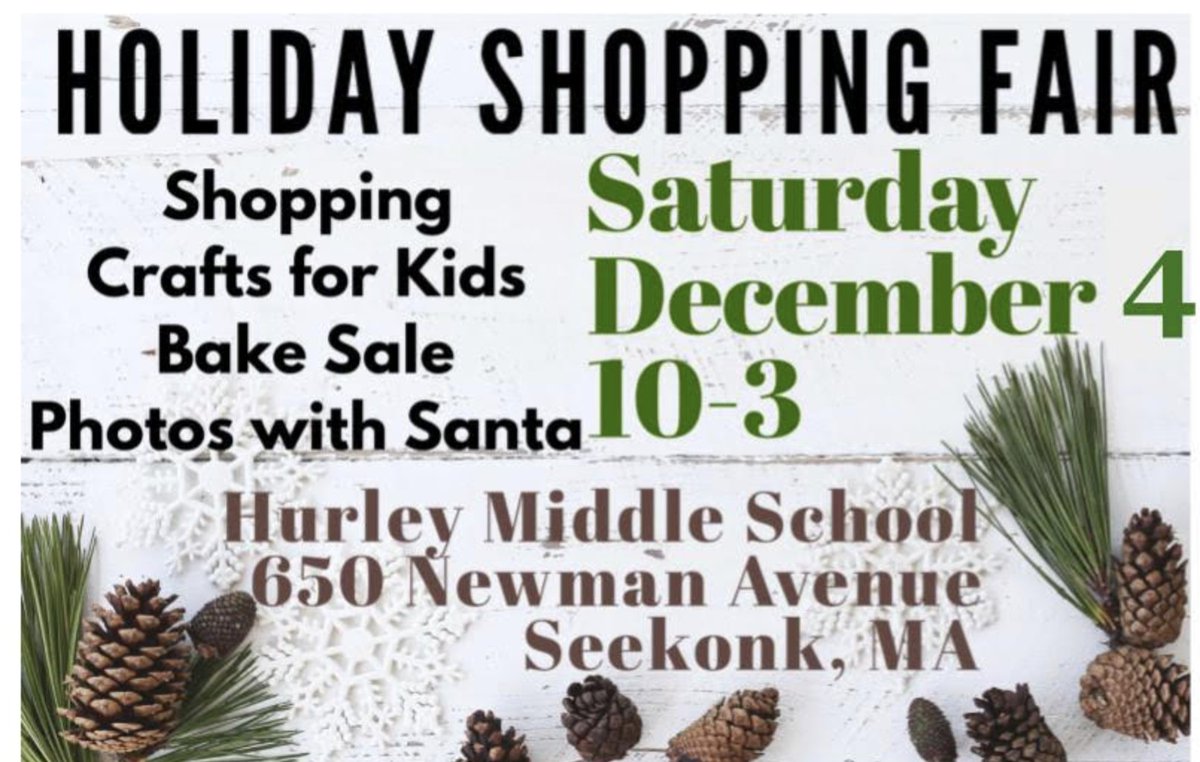 Get into the holiday spirit and visit our fair this Saturday, December 4th HMS gymnasium from 10-3 PM! <a href="/Hurleypto1/">Hurley PTO</a>
