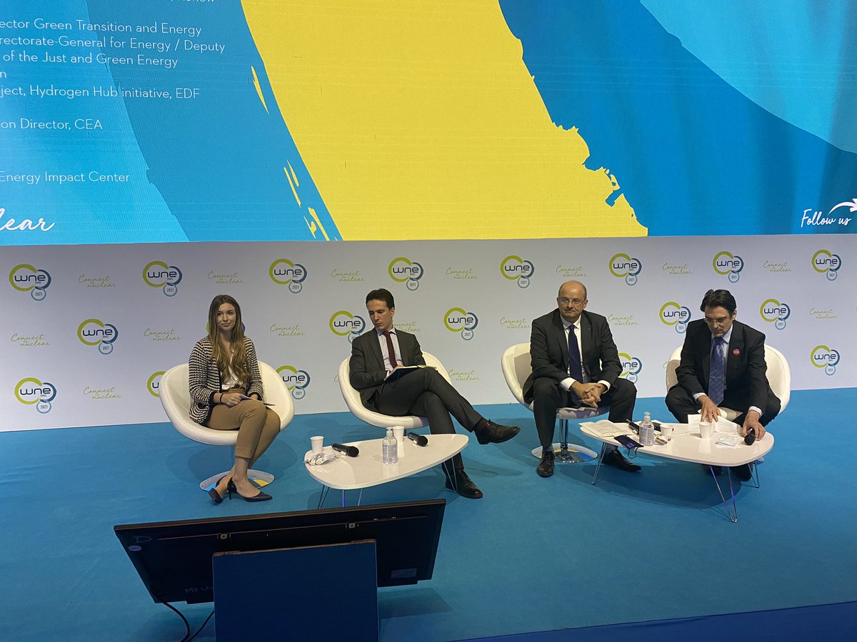 The round table on #hydrogen is moderated by <a href="/MSBrech/">Michelle Sinclair Brechtelsbauer</a> of the Energy Impact Center. #WNE2021