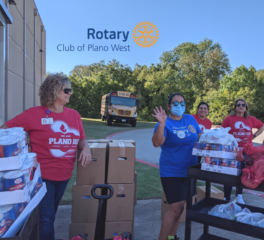 PlanoWestRotary's tweet photo. Plano West Rotary volunteers did an outstanding job by distributing food boxes at PISD campuses. Join us on December 13th as we continue to provide food for PISD students and their families! https://t.co/ahBQNfag37 #planoserves #planotx #rotary #rotaryservestochangelives https://t.co/lUtB4h727N
