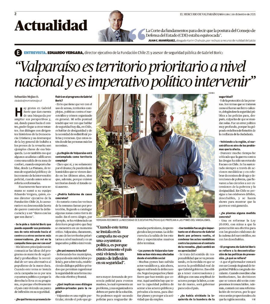 EduardoVergaraB's tweet image. (🧵)Hay territorios que vecinos llaman “Tierra de Nadie”. Recuperaremos la paz en barrios. No sólo reforzando a municipios, redistribuyendo policías, sino además en un trabajo conjunto con privados. Entrevista hoy en @mercuriovalpo #🌳#Seguimos con #Seguridad #BoricPresidente2022