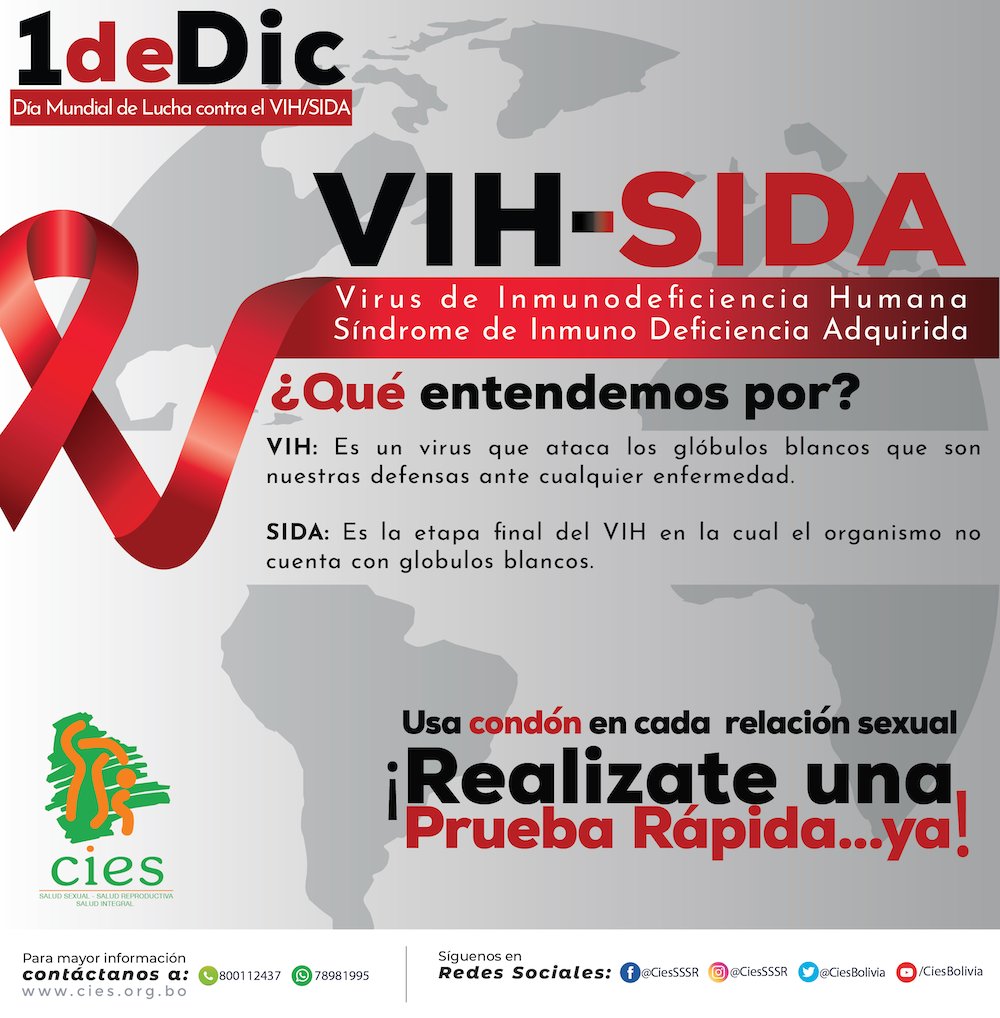 Cuidándote cuidas a los demás #1dediciembre #diamundialdeluchacontraelvihsida  infórmate en todas nuestras clínicas y sucursales CIES de todo el país