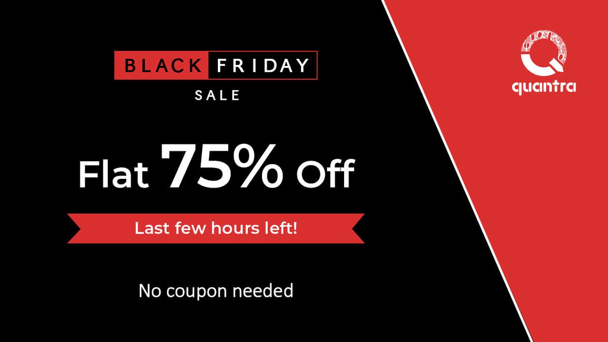 GoQuantra's tweet photo. Whudda thunk! An Extended #BlackFriday Sale could last so long! 😀
🚨 DON'T MISS THIS RARE OPPORTUNITY 🚨
⏳ With only a few hours to go, grab Quantra courses at a 75% discount NOW.
✅ Visit: https://t.co/UoK1HpwAsA
📞 Got queries? Book a call with us https://t.co/tXdGoqFUFR https://t.co/sBRgFGqxgP