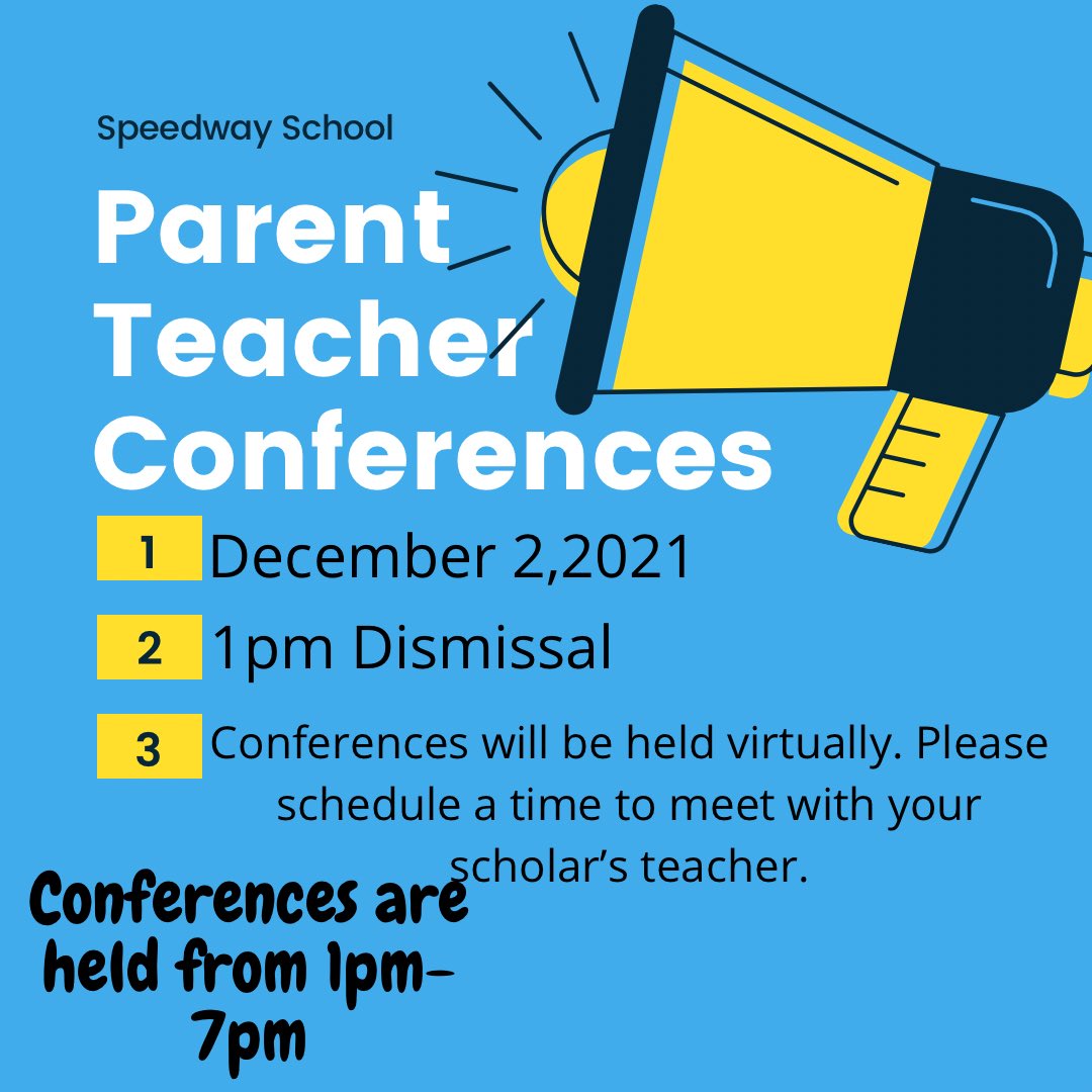 nps_speedway's tweet photo. 👨🏽‍🏫👩🏽‍🏫 Virtual Parent Teacher Conferences December 2,2021👨🏽‍🏫👩🏽‍🏫 Link: https://t.co/iXUU5U0SaT https://t.co/JbSjHIBHiD