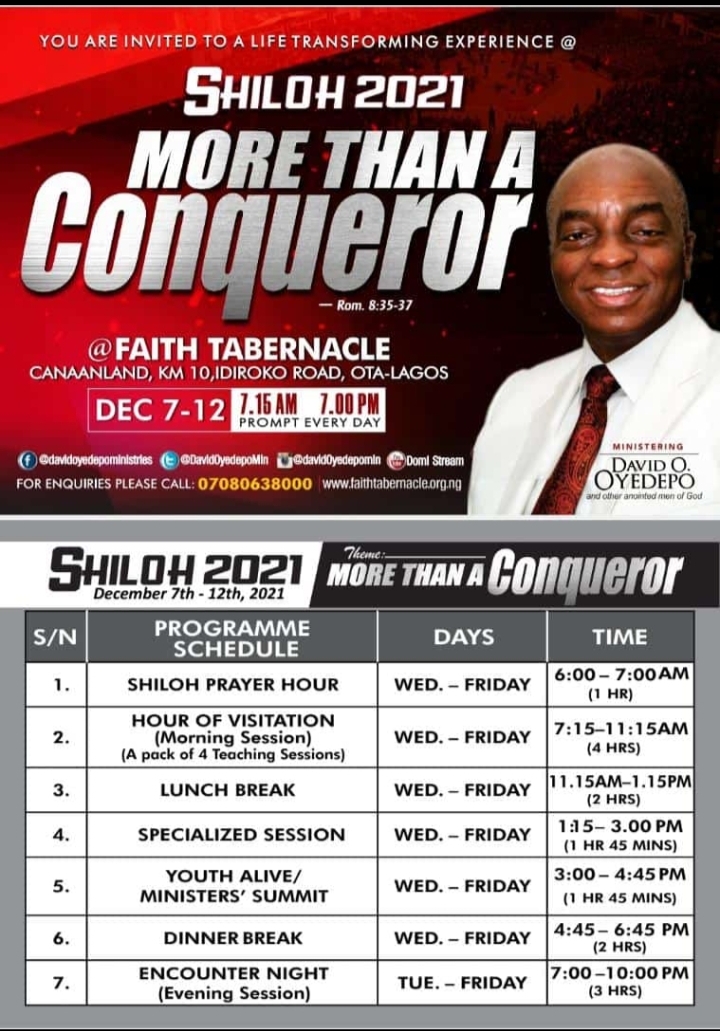 The Shiloh 2021 Programme...
#TheCountdown
#MoreThanAConqueror