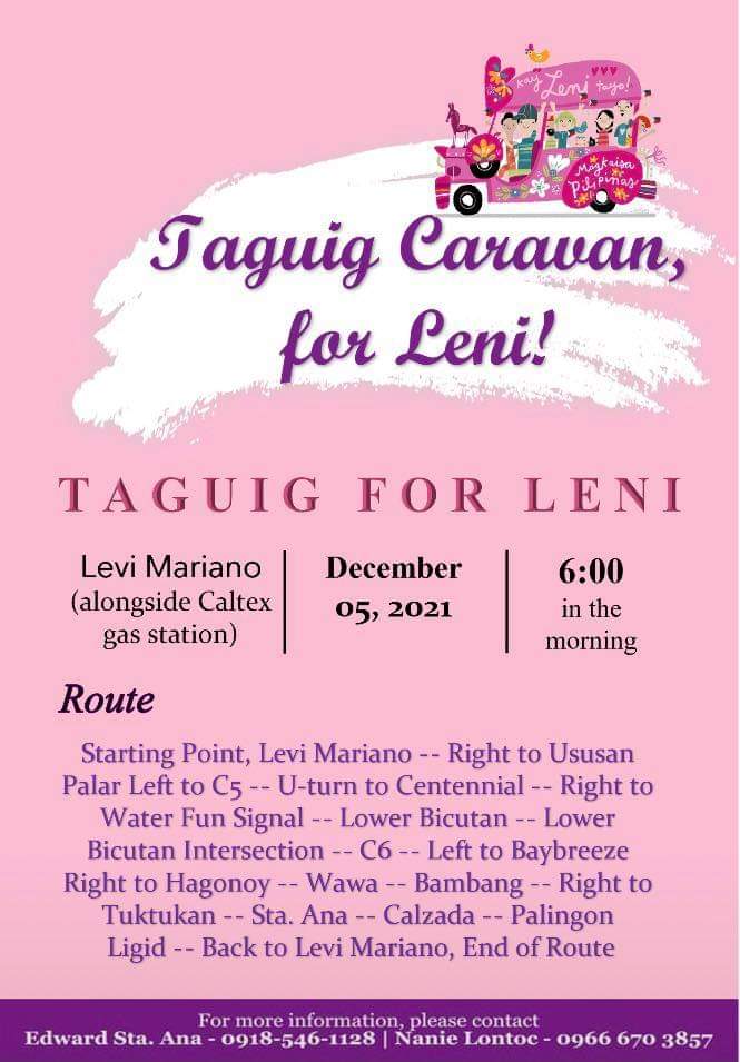 henobeba's tweet photo. Taguig Caravan for Leni on Dec 5! Please share!

#LeniKiko2022 https://t.co/JSkV6KpTLG