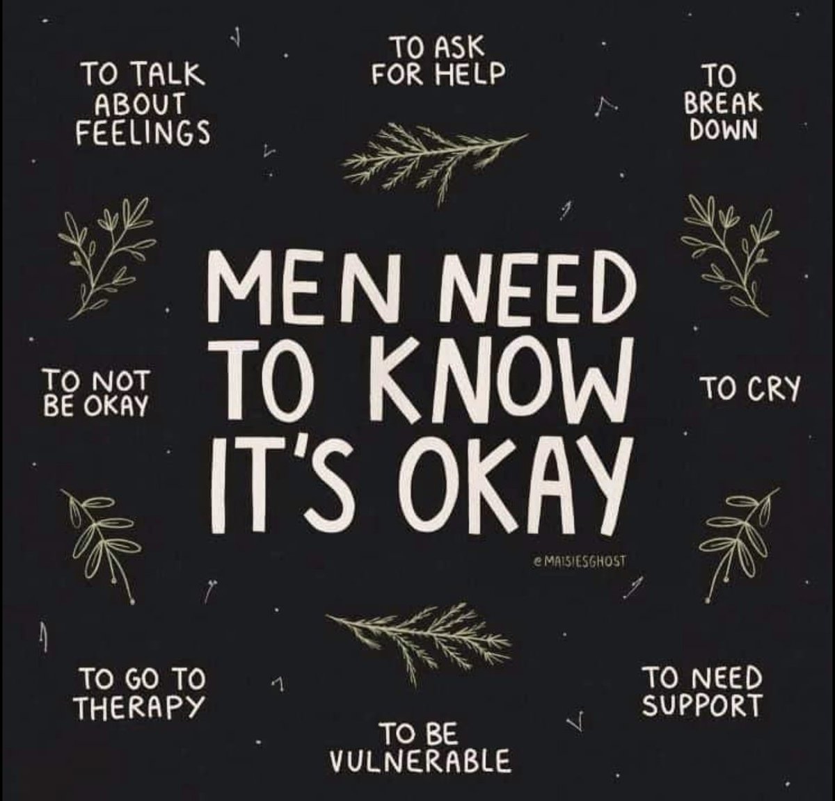 On this @WellnessWednesday, let's normalize wellness for everyone, including men and boys and any others who have been told to hold it all in.

Photo by <a href="/maisiesghost/">maisie 🍉🎗</a> on instagram

#scchat #edchat #selfcare