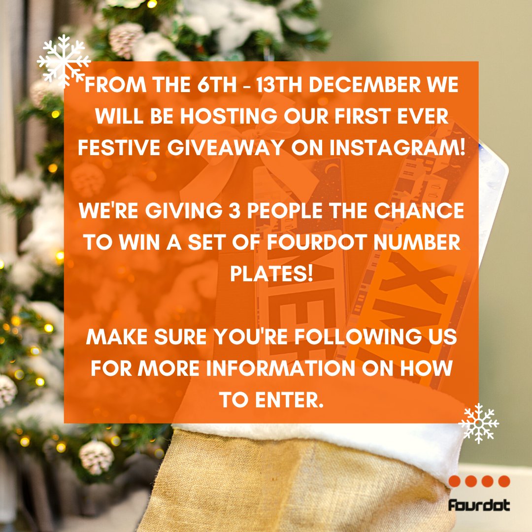 From the 6th - 13th December we'll be hosting our first festive giveaway on Instagram! We're giving 3 people the chance to win a set of Fourdot Number plates! Make sure you're following us on for the latest information regarding how to enter! - instagram.com/fourdotltd