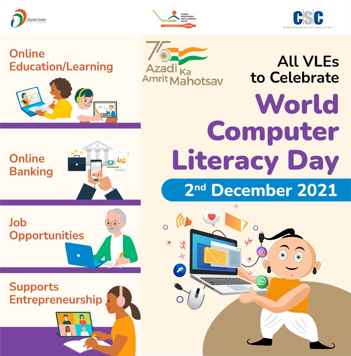 dintya15's tweet photo. All CSC to celebrate world computer literacy day - register candidates for BCC courses https://t.co/5zlWbu1a3p