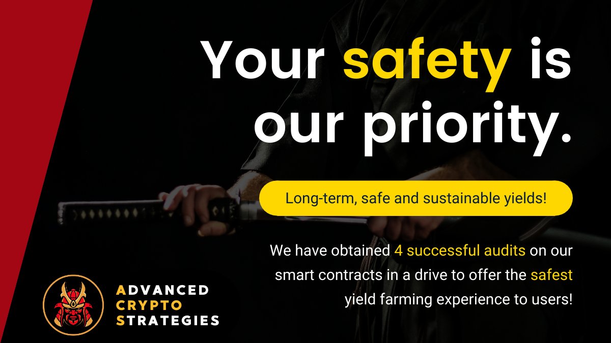 acryptosdao's tweet photo. At ACryptoS, we strive for long-term, safe &amp; sustainable yields! ⚔️

Our smart contracts have 4 audits:
https://t.co/3RzucTTXSC

Our first priority has been to keep  users' funds safe!

Join the safest #DeFi App on #BSC (according to Certik scores) 🛡️

https://t.co/Q98IAE4xJr https://t.co/UvptVh0TOK