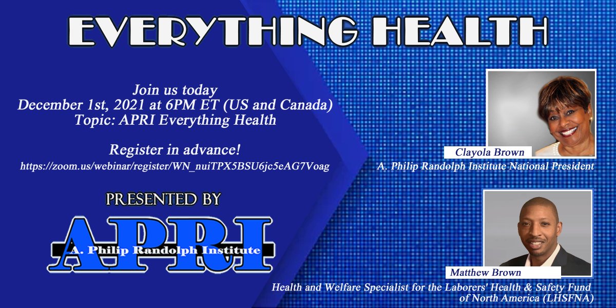 Today we another great segment of the Everything Health Webinar series!! This weeks guest will be Matthew Brown, Health and Welfare Specialist for the (LHSFNA) , with President Brown hosting! We look forward to seeing you all this evening at 6pm! zoom.us/webinar/regist…