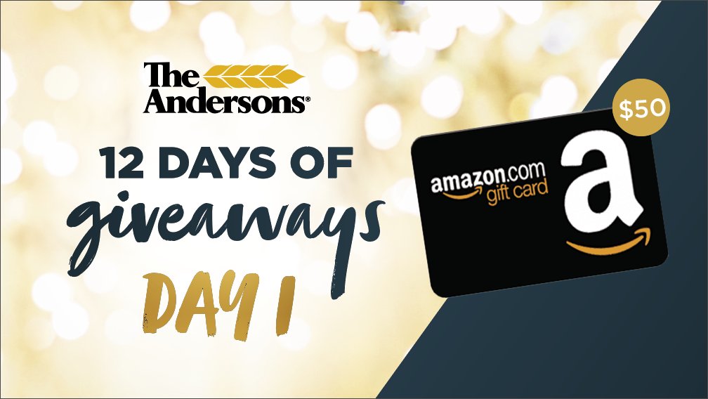 🚨 It's day 1 of The Andersons 12 Days of Giveaways! 
Retweet this post to be entered to win today's giveaway - a $50 Amazon gift card!