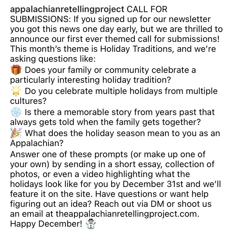 app_retelling's tweet photo. Announcing our first ever themed call for submissions: Holiday Traditions! https://t.co/8sa2CxTTbO