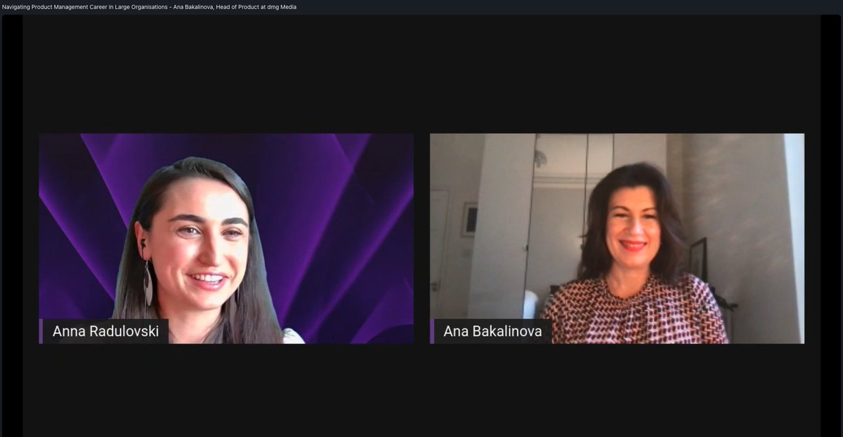 How to use #productmanagement skills to navigate your career?

🎤 Join <a href="/anablondonuk/">Ana</a> as she talks about #roadmapping your career, and the #careerpath of a product manager within large organizations.

🌟 Happening now: app.hopin.com/events/women-i…

 #WTGA2021 #WTGA #WomenTechNet