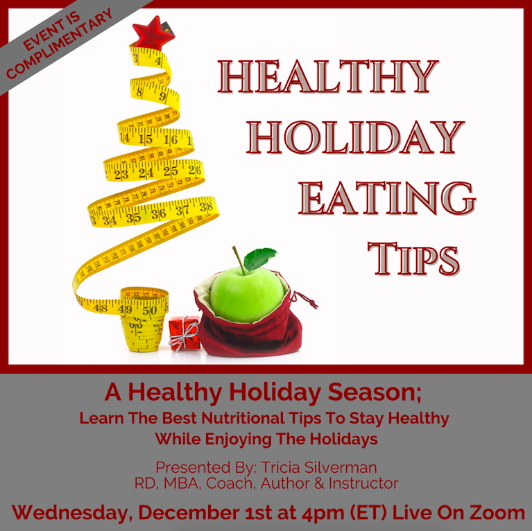 TriciaSilverman's tweet photo. Join me today, Dec 1, at 4 pm ET for complimentary event hosted by @myhealthangel, an org that provides fascinating seminars for seniors/active agers. I will share healthy holiday season nutrition and wellness strategies. Register: https://t.co/X8azNl4juC
#seniornutrition https://t.co/mBmTnWjR6Z