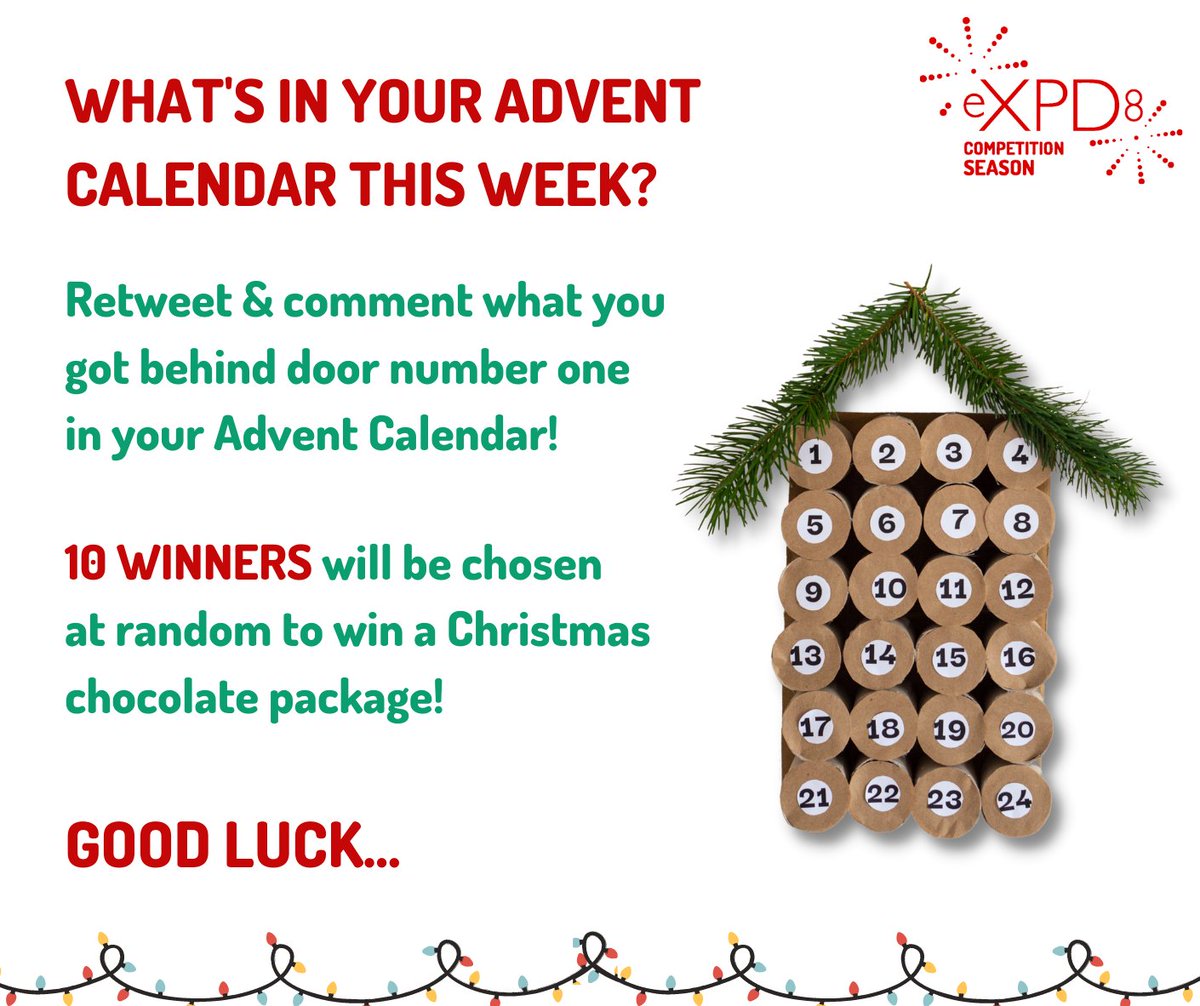 eXPD8_fm's tweet photo. It's finally time to start our #AdventCalendars! #Retweet and #comment what you got behind #doornumber1 &amp; we'll pick TEN winners at random to receive a Cadbury's Christmas Chocolate Double Deck Selection Box! #Competition
Entries end 03/12  https://t.co/PfrKiJPHg1 https://t.co/alcWZ5zbl0