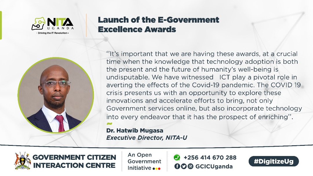According to <a href="/NITAUgandaED/">Dr. Hatwib Mugasa</a>, it’s important that the awards are happening at a crucial time when the knowledge that technology adoption is both the present and the future of humanity’s well-being is undisputable. #DigitizeUg
