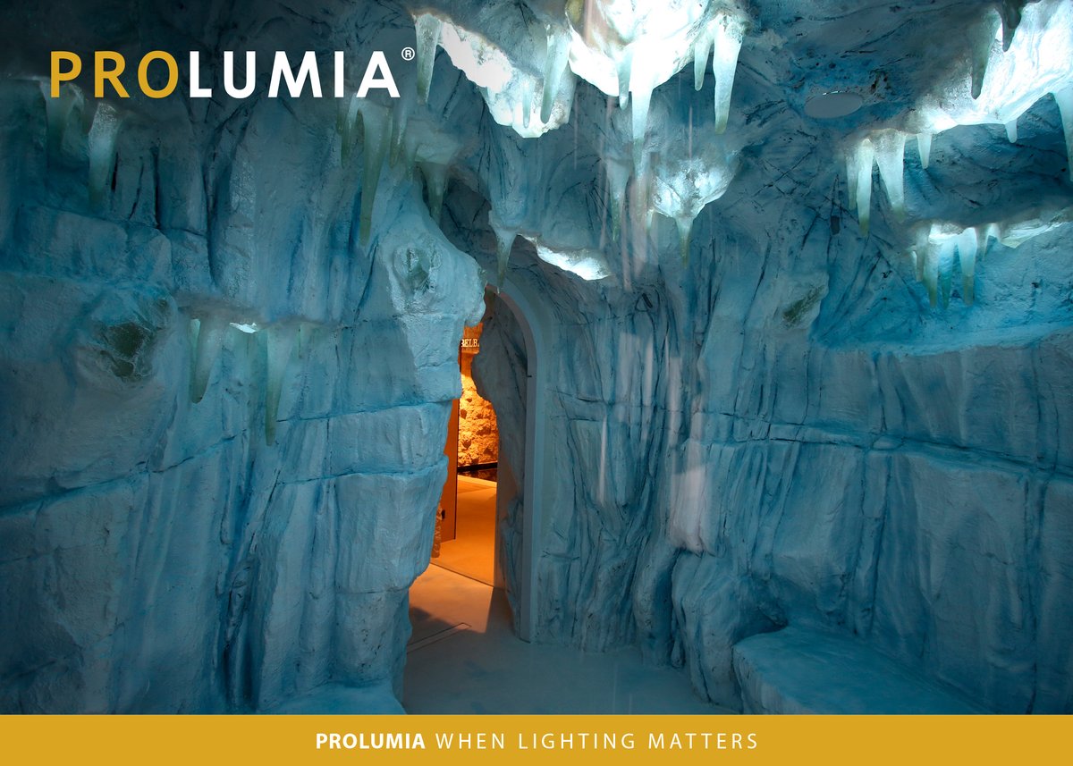 Every day, Prolumia works on solutions for our prospects. This also includes very special LED lighting projects, like the creation of a ice cave for a newly built sauna which needed to be illuminated in a atmospheric way > lnkd.in/ee3mPp87

#prolumia #lightingsolutions