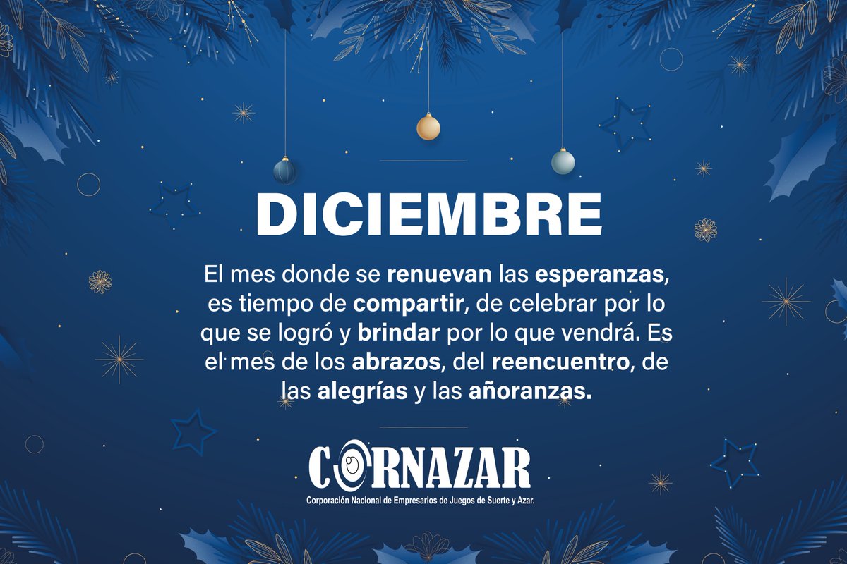 Cornazar2's tweet image. #Diciembre 
🎄 Un mes de paz, amor, salud y mucha prosperidad
.
.
#Cornazar #FelizMiercoles #Casinos #Bingos