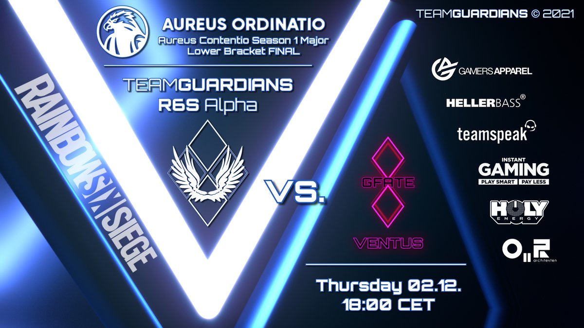 ++ Team Guardians vs. Godly Fate ++

<a href="/AOrdinatio/">Aureus Ordinatio</a> Aureus Continentio S1 Major

LOWER BRACKET FINAL
Team Guardians R6S Alpha vs. <a href="/godly_fate/">Godly Fate</a> Ventus

Thursday 02.11.21 at 18:00 MET

#teamguardians #guardax 

<a href="/teamspeak/">TeamSpeak</a>
<a href="/GamersApparel/">Gamers Apparel</a>
<a href="/InstantGamingDE/">Instant Gaming</a>
@holy_energy

#r6s #Werbung