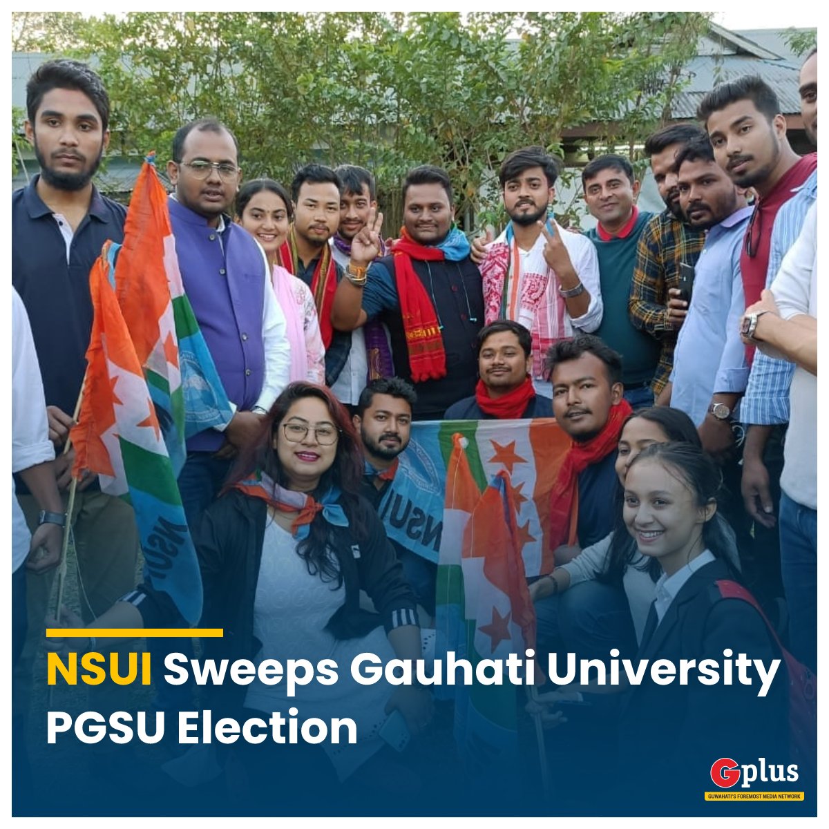 _KrishanuBaruah's tweet photo. .@NSUIAssam wins @GauhatiUni PGSU election in 5 major posts including General Secretary &amp; Assistant General Secretary! 

ABVP wiped out from GU campus!

छात्रों के हक में, @nsui मैदान में! 

#NSUIWinsGauhatiUniversity https://t.co/KwQ5Y3EvpC