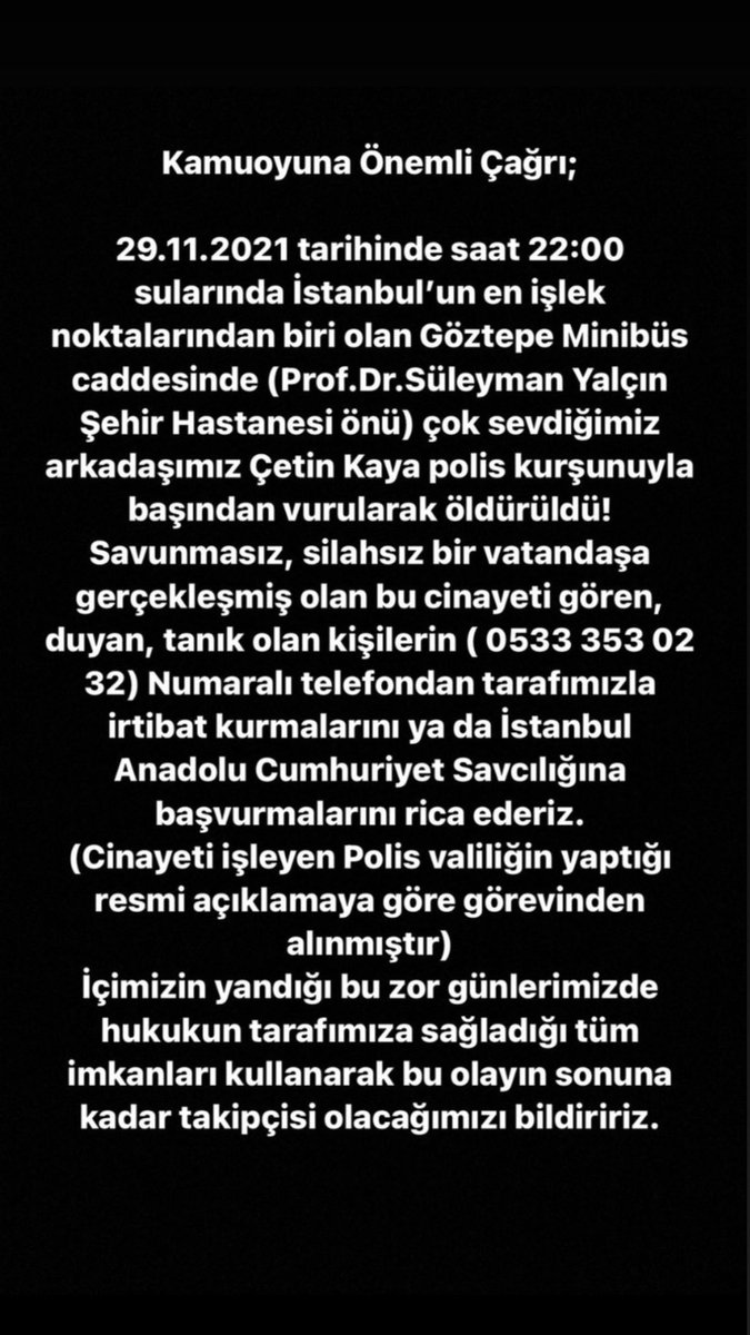 Görgü tanıklarına ihtiyaç var. Elden ele yayalım lütfen #ÇetinKaya