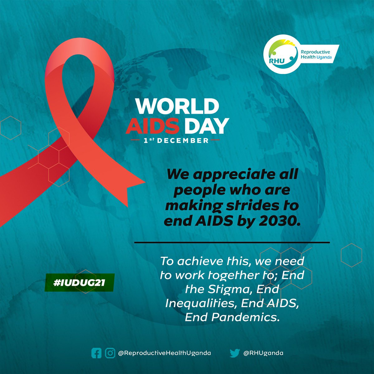 As young people, it is our time to create a new Era free from stigma and discrimination based on ones HIV Status, free from Inequalities so as we achieve an  AIDS free generation in years to come. 
#WorldAidsDay2021 #IUDUg21