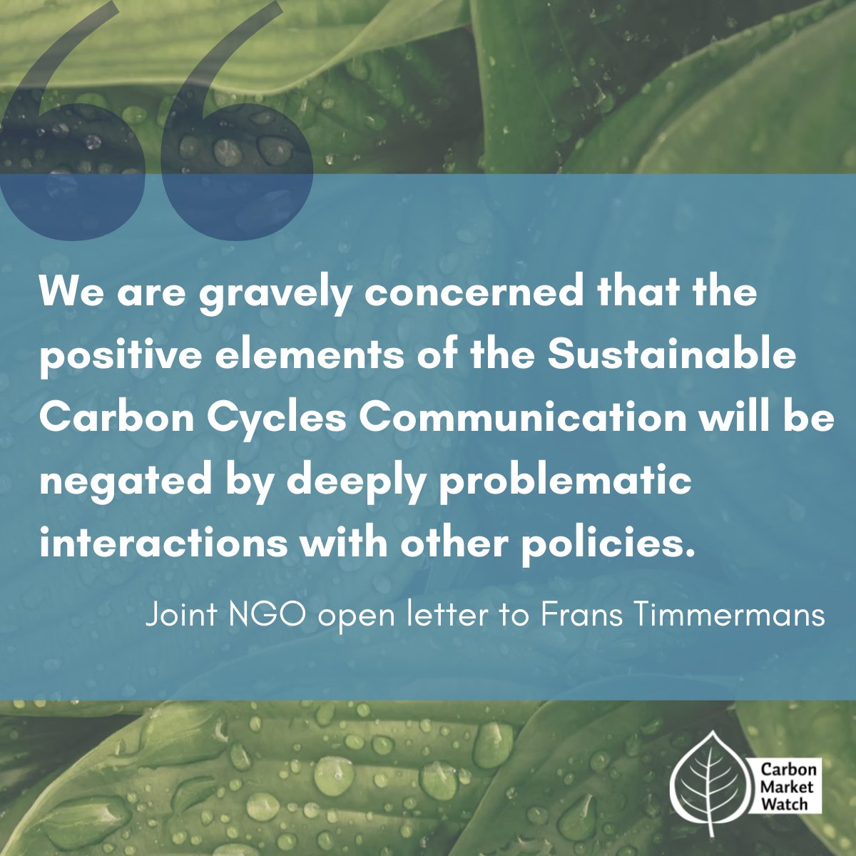 CarbonMrktWatch's tweet photo. Despite the positive elements in the @EU_Commission's  leaked Sustainable Carbon Cycles Communication, we are troubled by the vague definition of carbon removals, the use of offsets, and more.

That's why we sent a joint green NGO letter to @TimmermansEU 

https://t.co/NLujxDROXQ https://t.co/QzZI7dgS0O