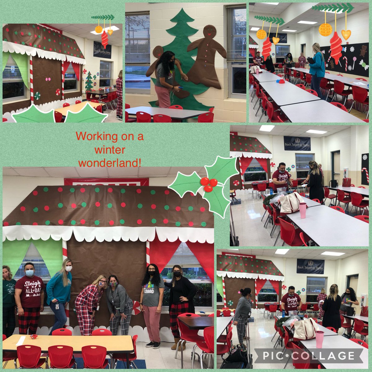 CableScience's tweet photo. Teamwork make the gingerbread dream work! Getting the cafeteria ready for our Cubs! @jonicarr310 ⁦@MrsWLindsey⁩ ⁦@Nidiaandjoe3⁩ ⁦@MarciaMickelson⁩ ⁦@teach_bilingual⁩ ⁦@TerezaTalamant2⁩ ⁦@HdzMaestro⁩ @jenparkernisd⁩ #CableReunited #nisdcable https://t.co/GY5DXXYpfk