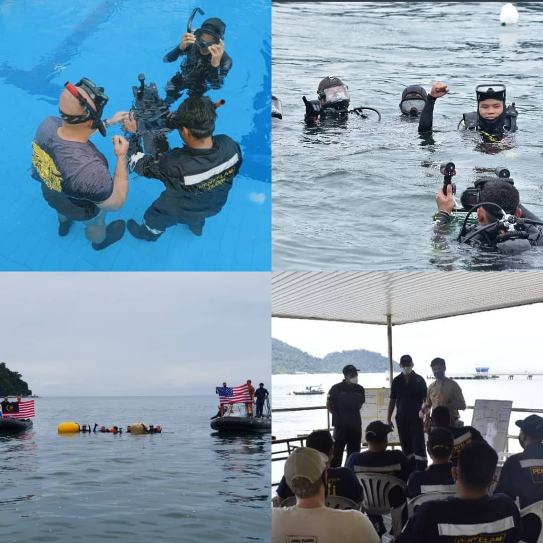HqDmw's tweet photo. Maritime Training Activities 2021 telah bermula pada 22 Nov dan kini melabuhkan tirai pada 1 Dis 21 dengan jayanya. Eksesais antara Penyelam TLDM bersama Tentera Laut Amerika Syarikat telah berlangsung di Pangkalan TLDM Lumut dan sekitar perairan Pu Pangkor.
#salvex
#minex
#eodex https://t.co/r5fYOCmwjh