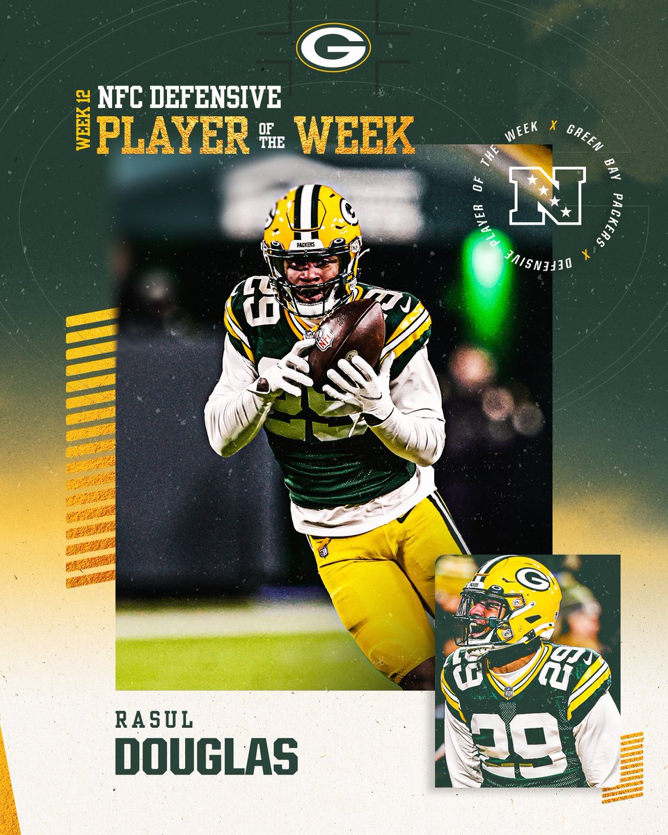 Rasul Douglas is the NFC Defensive Player of the Week for Week 12!

Congrats, @rd32_era 🏆: pckrs.com/tnms36

#GoPackGo | #ProBowlVote