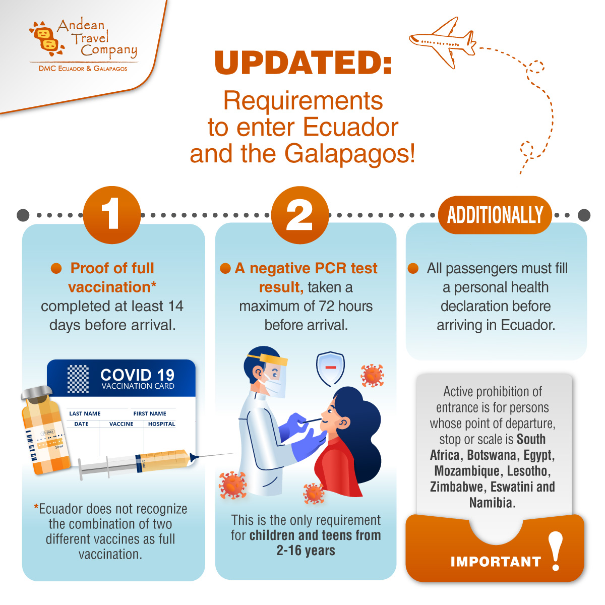 AndeanTravel's tweet photo. With the exception of 8 African countries, travellers continue to enjoy free mobility through Ecuador &amp; the Galapagos. However, as a preventive measure against the novel Omicron variant of COVID-19, the Ecuadorian authorities have updated their entry requirements:
#Covid19Travel https://t.co/sB30ga5gQZ