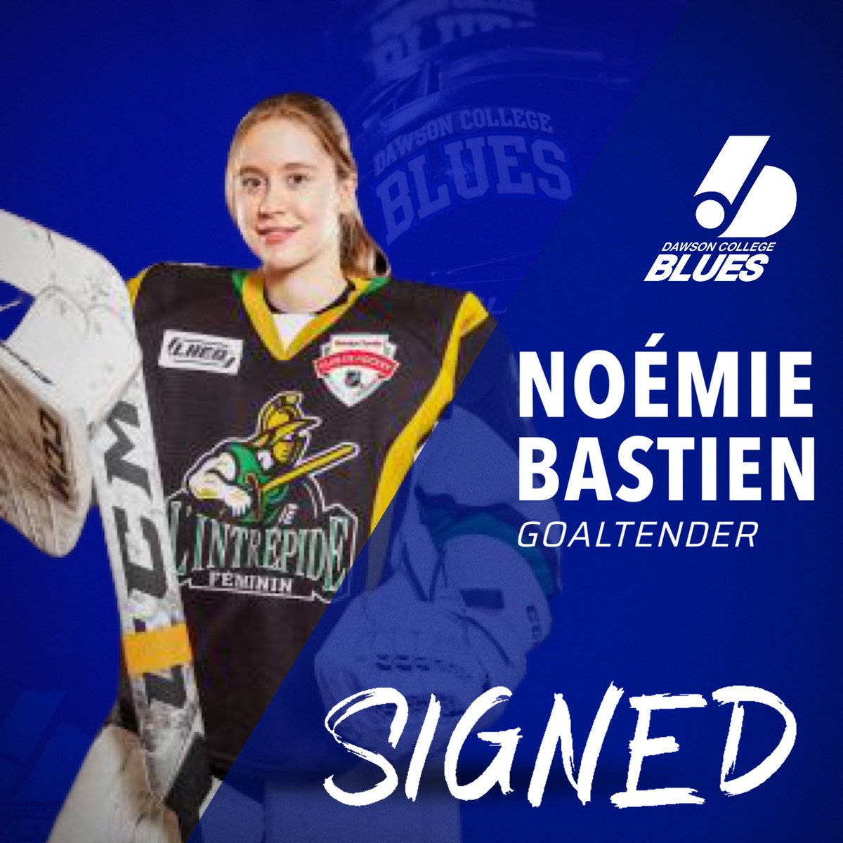 blues_dawson's tweet image. Women’s Hockey is on recruiting 🔥

They are pleased to welcome Noemie Bastien for the 2022-2023 season.

The talented goaltender comes from the Intrépides de l’Outaouais u18 AAA team.

We look forward to seeing you in action next season ⚪️🔵

#dawsonblues #bleedblue