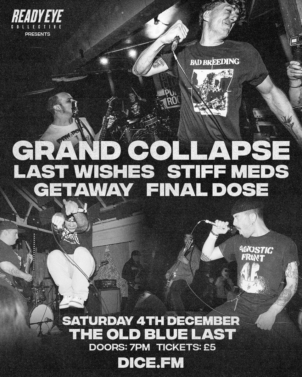 We have 25 tickets left for Saturday and then we're SOLD OUT. Link below. Act fast!

Unfortunately GETAWAY have had to pull out. We're trying to sort out a replacement, but with the show being so close, we may keep this to four bands. It's only a fiver! 

dice.fm/event/ng6kq-gr…