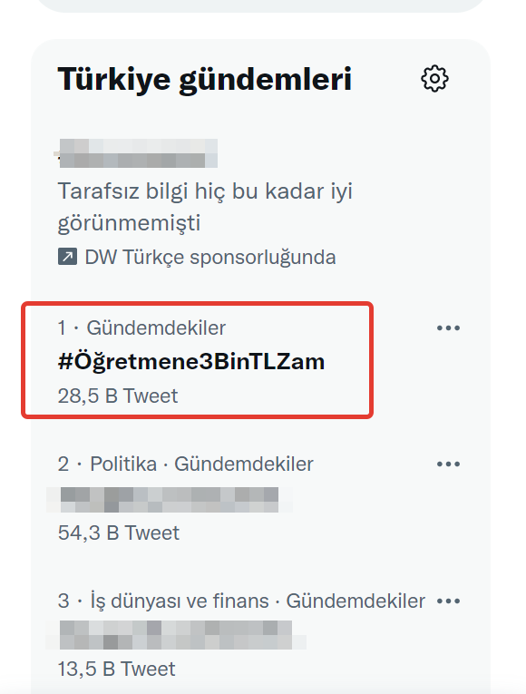 TRogretmen's tweet photo. #Öğretmene3BinTLZam Türkiye gündeminde 1. sırada... https://t.co/YGHnAjA8ky