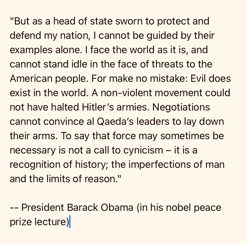 Alfa Demmellash (@alfademmellash) on Twitter photo <a href="/amanpour/">Christiane Amanpour</a> <a href="/ChrisCoons/">Senator Chris Coons</a> The Nobel Peace Prize does not absolve a democratically elected head of state from doing their duty to defend the nation. <a href="/BarackObama/">Barack Obama</a> says it best. #nomore <a href="/amanpour/">Christiane Amanpour</a> <a href="/ChrisCoons/">Senator Chris Coons</a> The Nobel Peace Prize does not absolve a democratically elected head of state from doing their duty to defend the nation. <a href="/BarackObama/">Barack Obama</a> says it best. #nomore