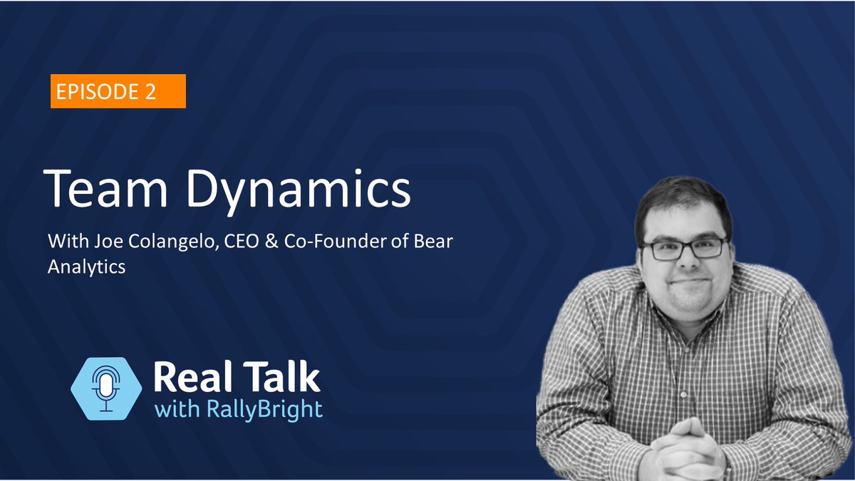 RallyBright's tweet photo. Don't miss episode two from the Real Talk with RallyBright Podcast!

During the episode, our host Sharon sits down with the Co-founder and CEO of Bear Analytics, Joe Colangelo, to discuss team dynamics. Listen now here: https://t.co/s1jxCVjB82

#teamdynamics #resilientteams https://t.co/QlQJP6h5Nf