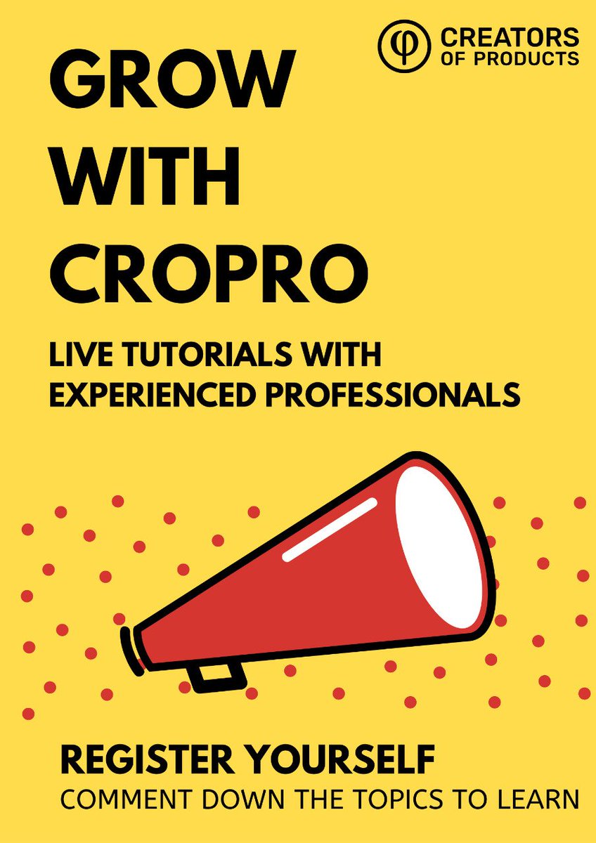 CreatorsOfProd's tweet photo. Problem: Many of us want to upskill but can't decide what &amp; where to learn! 👀

Enter: Grow with CroPro 💫

Attend 'Live Tutorial' sessions taught by experienced folks of our community

Learn hands-on; Apply skills on the spot! 😎 https://t.co/pJQKomnTxo