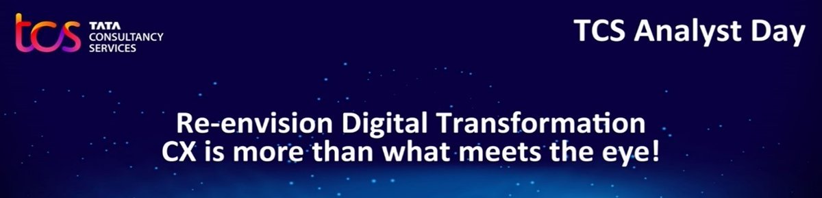 A very warm welcome to our key analysts attending our #TCSAnalystDay themed Re-envision #DigitalTransformation – #CX is More Than What Meets the Eye! #customerexperience #Buildingonbelief We will go live in 10 mins <a href="/TCS/">Tata Consultancy Services</a> <a href="/shivz13/">Shivani Sharma</a> <a href="/mamta_shah/">Jeff kangas</a> <a href="/NikShahane/">Nikhil Shahane</a> <a href="/Molinap22/">Molina Poladia</a> <a href="/AtulMehra2020/">Atul Mehra</a>