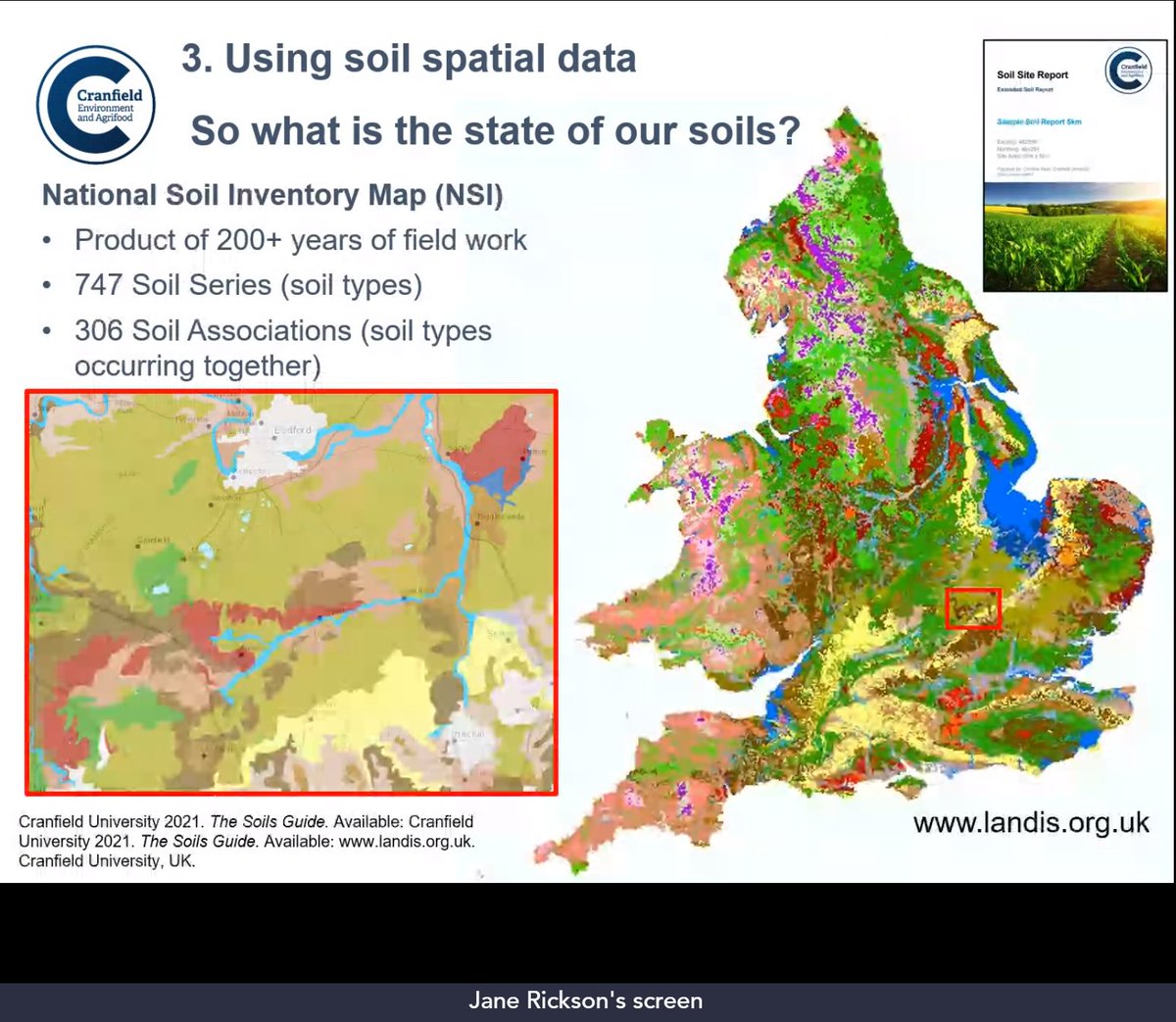 <a href="/CranfieldAgrifo/">Cranfield Agrifood</a> Soils can be related to all of the 17 #SDGs 
Prof Jane Rickson <a href="/CranfieldAgrifo/">Cranfield Agrifood</a> #GeoCom21 

example of Soil Spatial data: National Soil Inventory Map (NSI), product of over 200+ years of field work