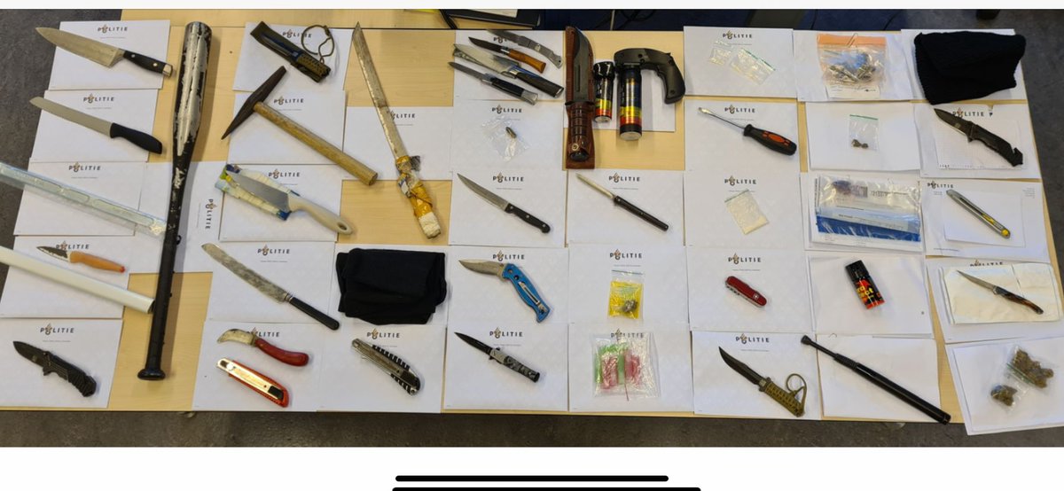 Wederom veel "materiaal" die collega's van <a href="/POL_Feijenoord/">Politie Basisteam Feijenoord</a> de afgelopen tijd van straat hebben gehaald. Helaas komt het nog te vaak voor dat kwaadwillenden met dit soort "wapentuig" op straat lopen.